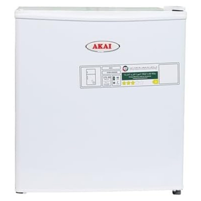 Akai 60 Liter Single Door Compact Mini Refrigerator with Freezer Box, Bottle Storage Racks – Model RFMA-K60DW6.
