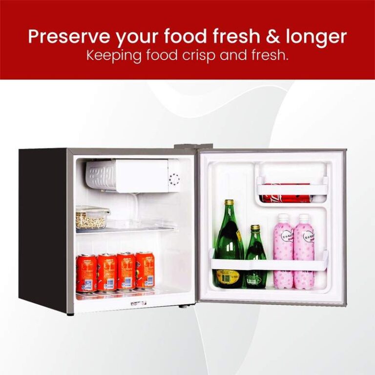 Nobel 47L Single Door Refrigerator, Dark Silver, Spacious Inside Storage, Open Door View – Model NR65S