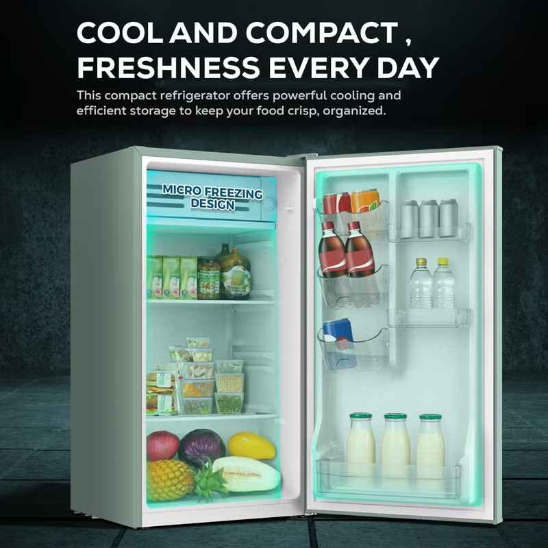 La Modano 90L Single Door Refrigerator with Spacious Interior and Defrost Function, Open Door View – Model LMR140G