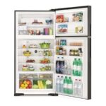 Hitachi 990L Double Door Top Mount Refrigerator, Spacious Interior, Open Door View – Model RV990PUK1K1BSL