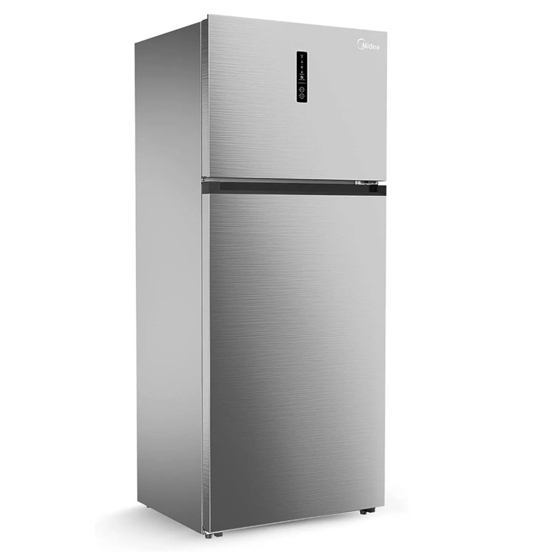 Midea 720 Liter Top Mount Double Door Refrigerator in Silver Finish – Front View.
