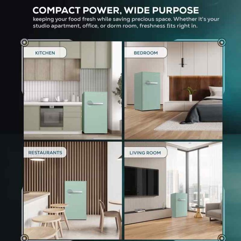 La Modano 90L Single Door Refrigerator, Feature Close-up, Compact Design – Model LMR140G