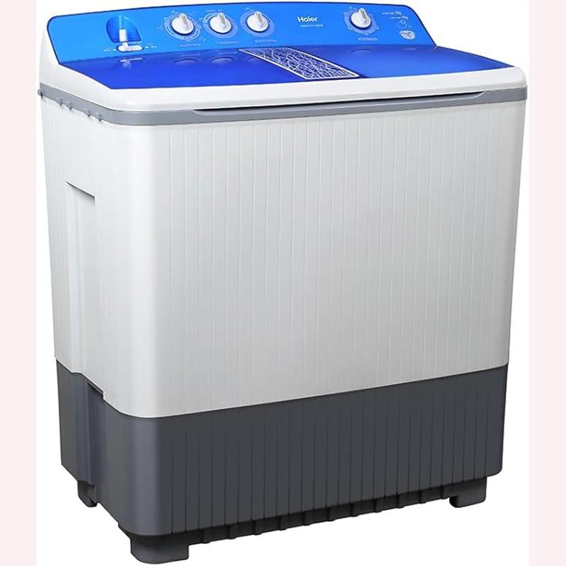 Right view of Haier HWM215-1128S-N Twin Tub Washing Machine showing modern compact design | المنظر الجانبي الأيمن لغسالة هاير مزدوجة الحوض بتصميم عصري مدمج
