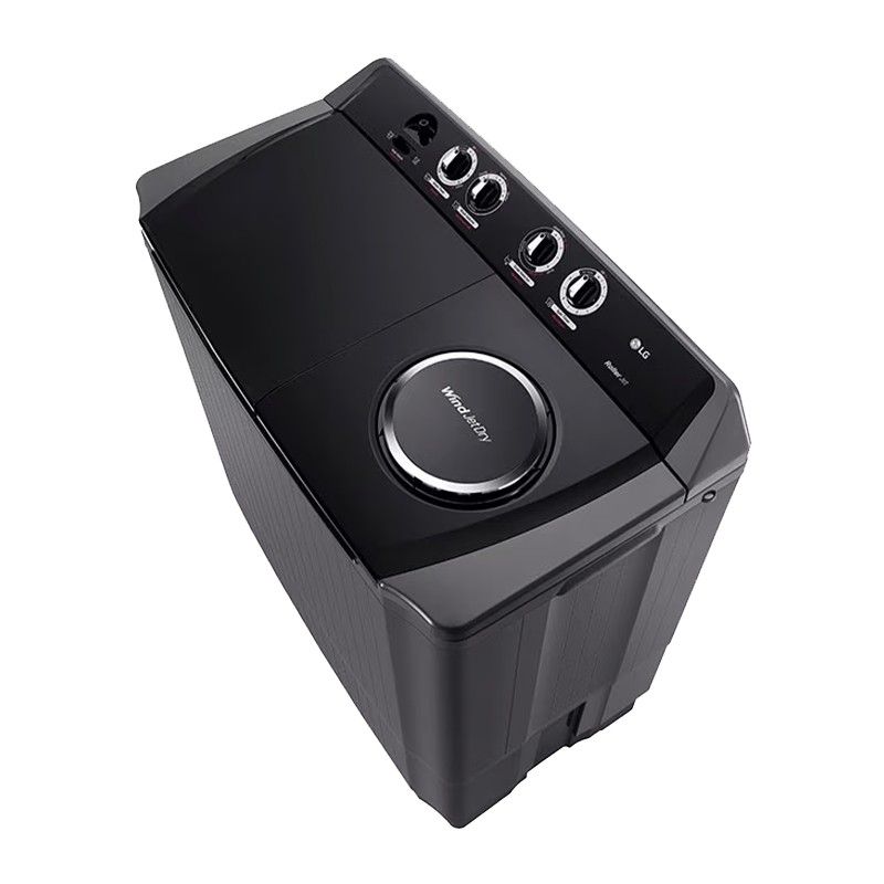 Right side view of LG P2061NT washing machine showing water inlet and spin section | المنظر الجانبي الأيمن لغسالة إل جي P2061NT يُظهر مدخل الماء ومنطقة العصر