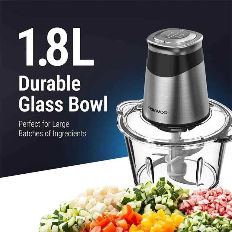 1.8L glass bowl and stainless steel blades | وعاء زجاجي وشفرات حادة من الستانلس ستيل