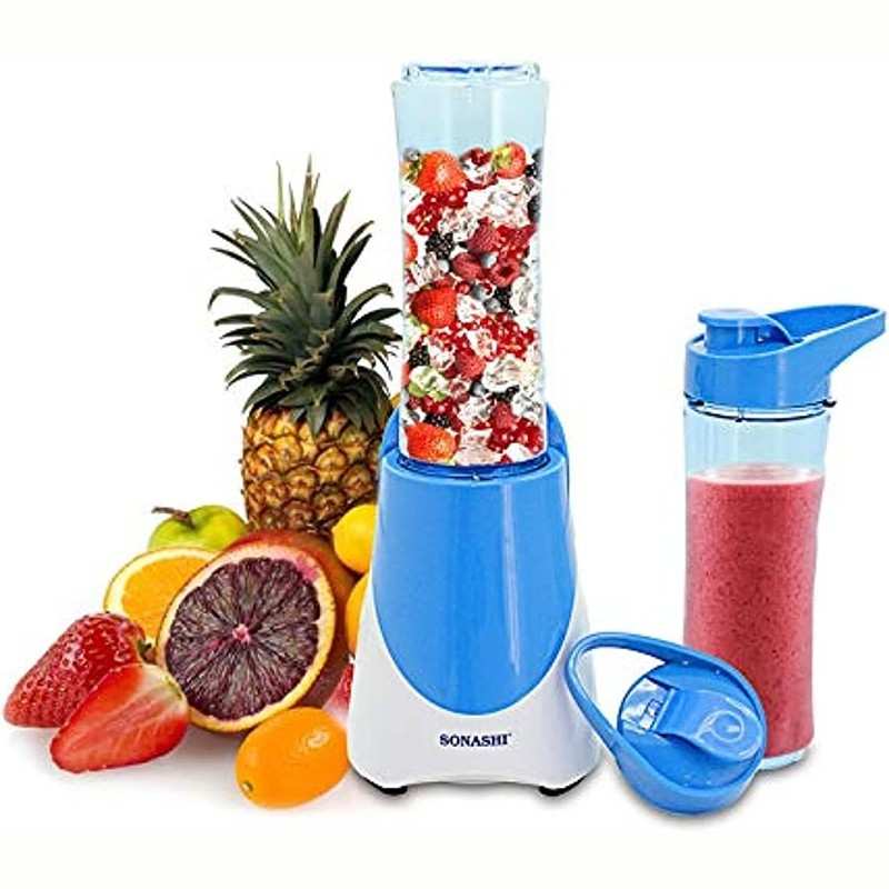 Personal blender with 2 portable bottles and 1-touch operation.