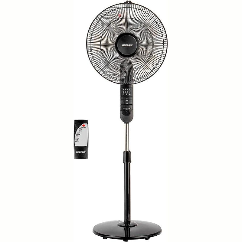 Elegant 16-inch stand fan with remote and 3-speed control – مروحة ستاند أنيقة بثلاث سرعات وتحكم عن بعد
